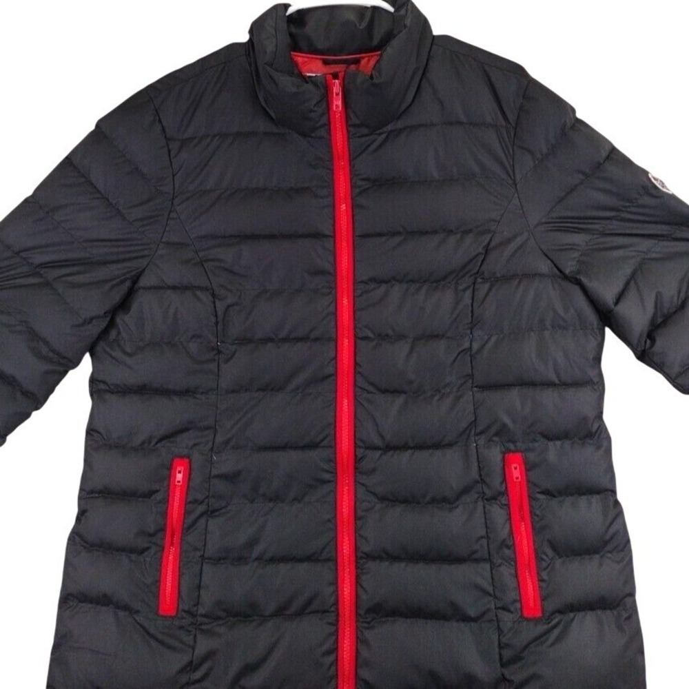 Tommy Hilfiger Women's Black Puffer Jacket Red Zipper Pockets Size XL